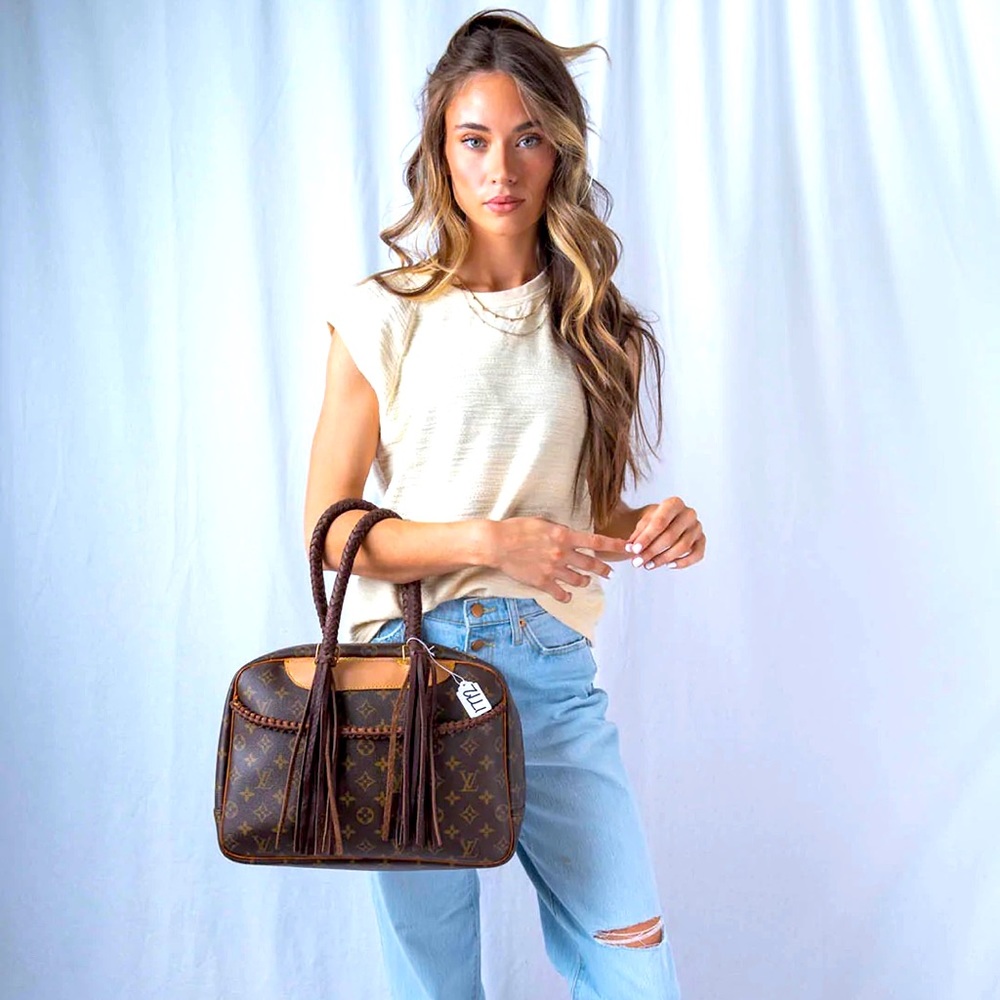 Vintage Boho Louis Vuitton Deauville Handbag Monogram Canvas Brown